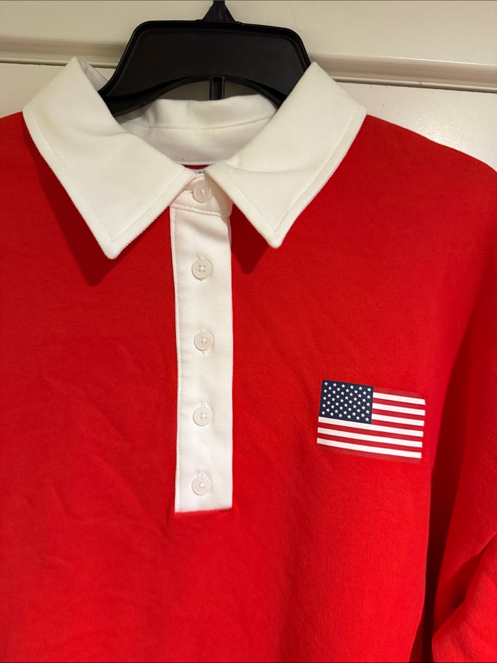 JoyLab Red Crewneck Sweatshirt with White Polo Collar - Picture 2 of 11